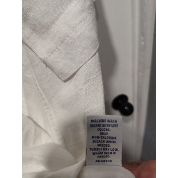 Caribbean White Button Up LINEN Blend Shirt Casual Coastal Tropical Beach XXL - Picture 7 of 10